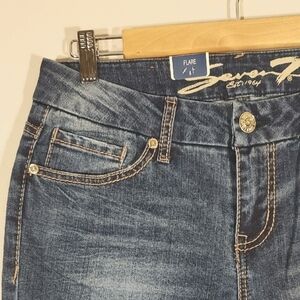 Seven7 Blue Flare Wide Leg Jeans
